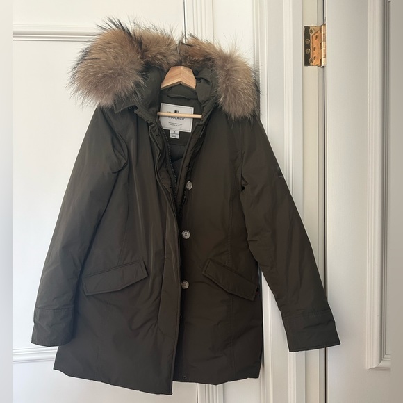 Woolrich down coat with detachable fur hood